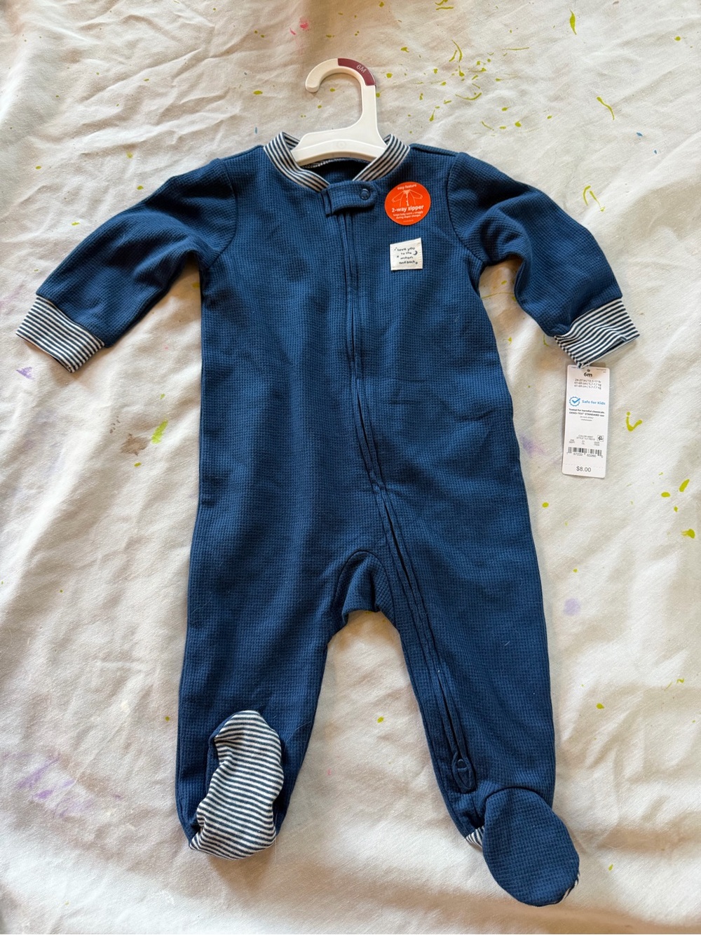 Carter's Navy Footed One-Piece Zipper Pajamas Size 6M